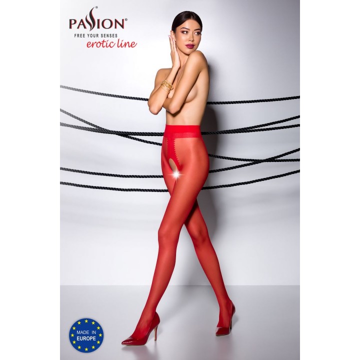 TI007R Collants ouverts 20 DEN - Rouge - Oralove
