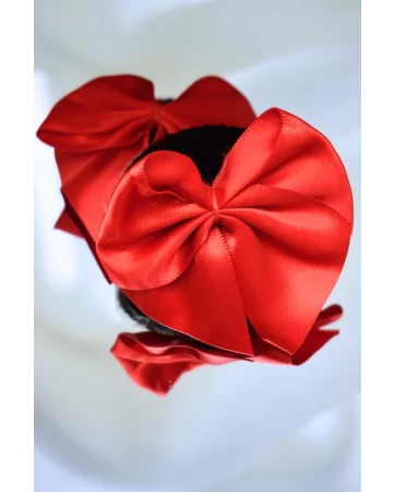 Pair of black adhesive nipple covers with red bow tie - NP-1063