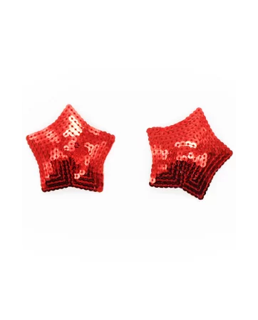 Pair of red sequined star adhesive nipple covers - NP-2020