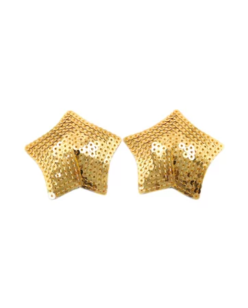 Pair of adhesive nipple covers star glitter gold sequin - NP-2016