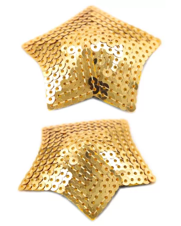 Pair of adhesive nipple covers star glitter gold sequin - NP-2016