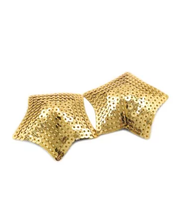 Ein Paar selbstklebende Nippelabdeckungen Stern Glitter Sequin Gold - NP-2016