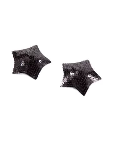 Pair of adhesive nipple covers star glitter sequin black - NP-2024