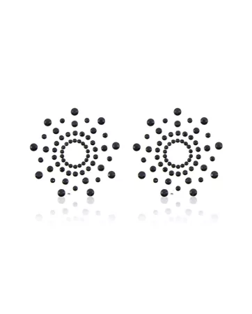 Pair of black rhinestone adhesive nipple covers - NP-1030BLK