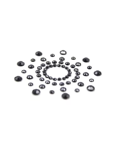 Pair of black rhinestone adhesive nipple covers - NP-1030BLK