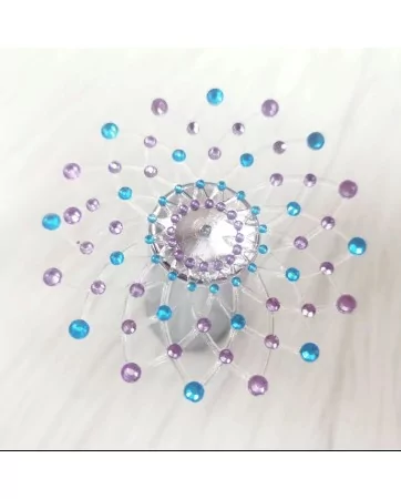 Pair of blue and purple rhinestone adhesive nipple covers - NP-1020BLU