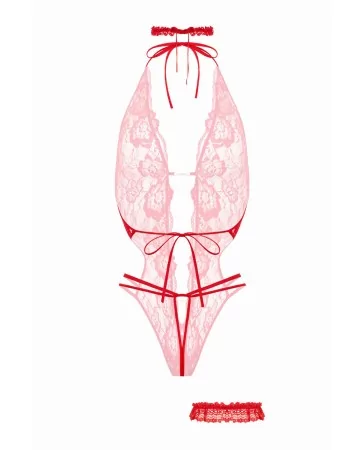 Ensemble body ouvert Renee rouge - Christine