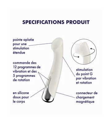 Vibromasseur point G tête rotative blanc USB Spinning g-spot 1 Satisfyer - CC597857