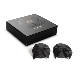 Cache-tétons Burlesque Noeud et Paillettes - Noir - Oralove