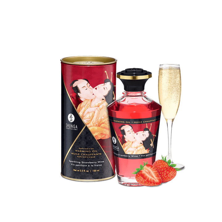 Huile chauffante aphrodisiaque - Vin pétillant à la fraise 100ml - Oralove