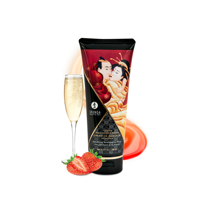 Crème de Massage délectable - Vin pétillant à la fraise - Oralove