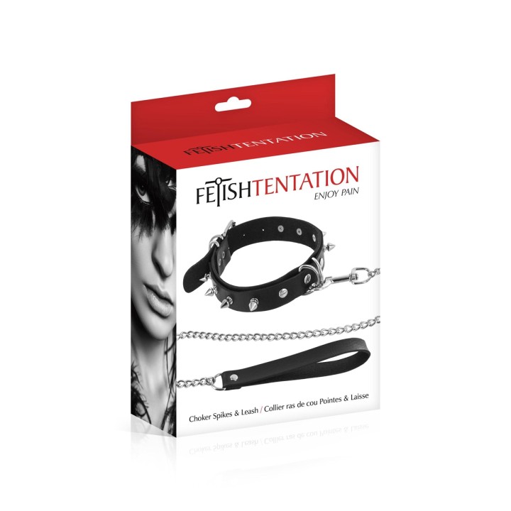 Collier à pointes & laisse - Fetish Tentation - Oralove