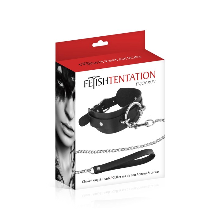 Collier avec anneau & laisse - Fetish Tentation - Oralove
