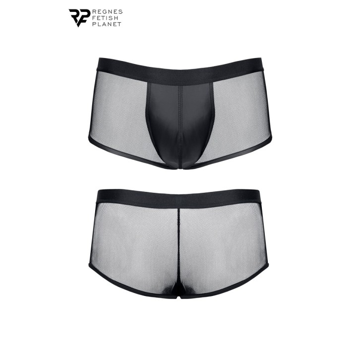Boxer noir wetlook et mesh - Regnes - Oralove