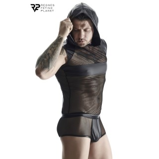 T-shirt à capuche wetlook et mesh - Regnes - Oralove
