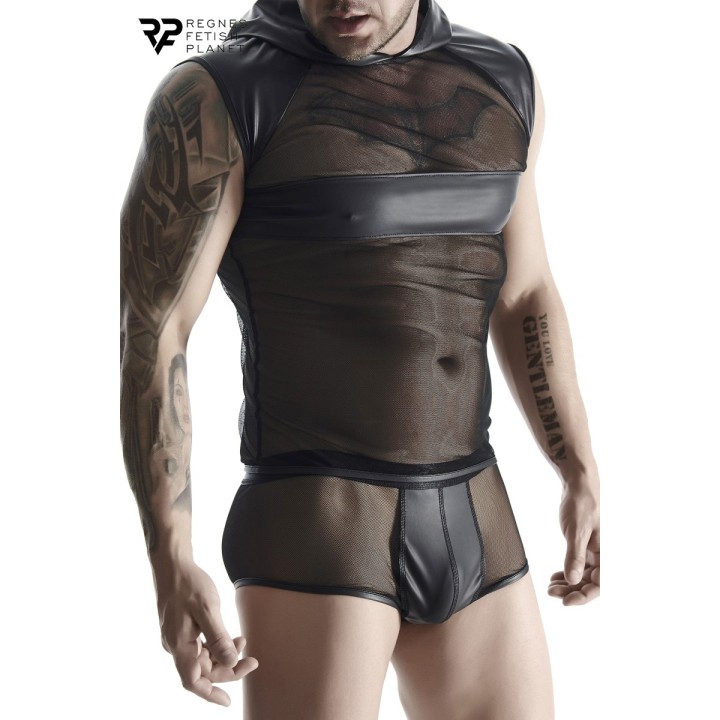 T-shirt à capuche wetlook et mesh - Regnes - Oralove