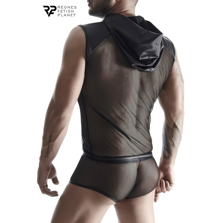 T-shirt à capuche wetlook et mesh - Regnes - Oralove