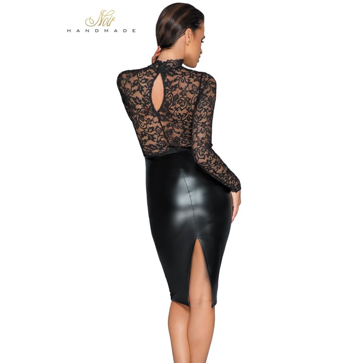 Robe wetlook et dentelle F228 - Oralove