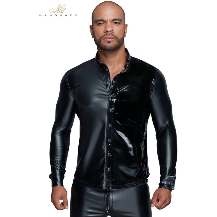 Chemise wetlook et vinyle H064 - Oralove