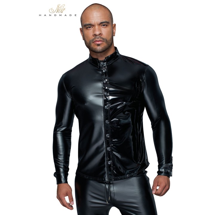 Chemise wetlook et vinyle H064 - Oralove