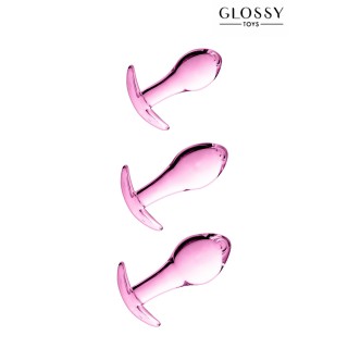 Set 3 plugs anal en verre Glossy Toys n° 17 Pink - Oralove
