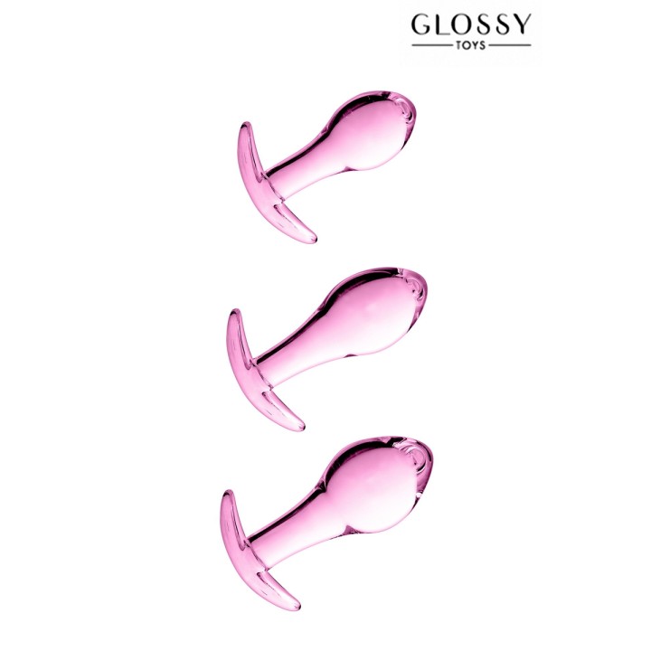 Set 3 plugs anal en verre Glossy Toys n° 17 Pink - Oralove