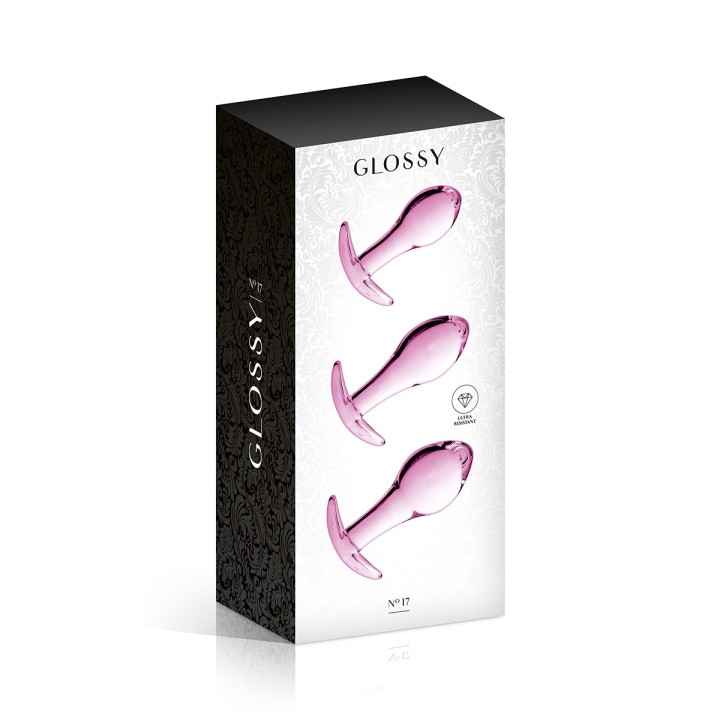 Set 3 plugs anal en verre Glossy Toys n° 17 Pink - Oralove