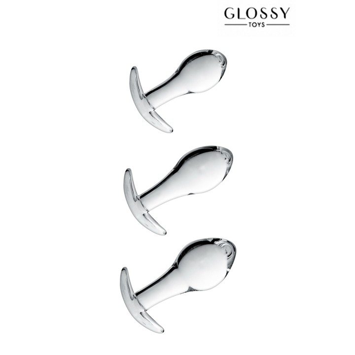 Set 3 plugs anal en verre Glossy Toys n° 17 - Oralove