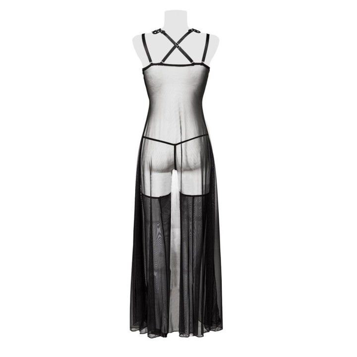 Set déshabillé tulle et dentelle 2 pièces - Grey Velvet - Oralove