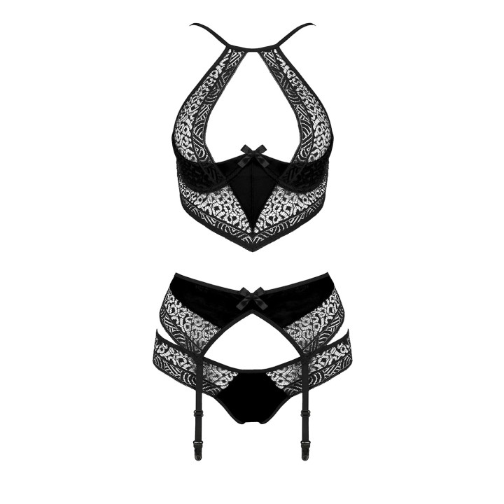 Ensemble à jarretelles Scarlet noir - Passion - Oralove