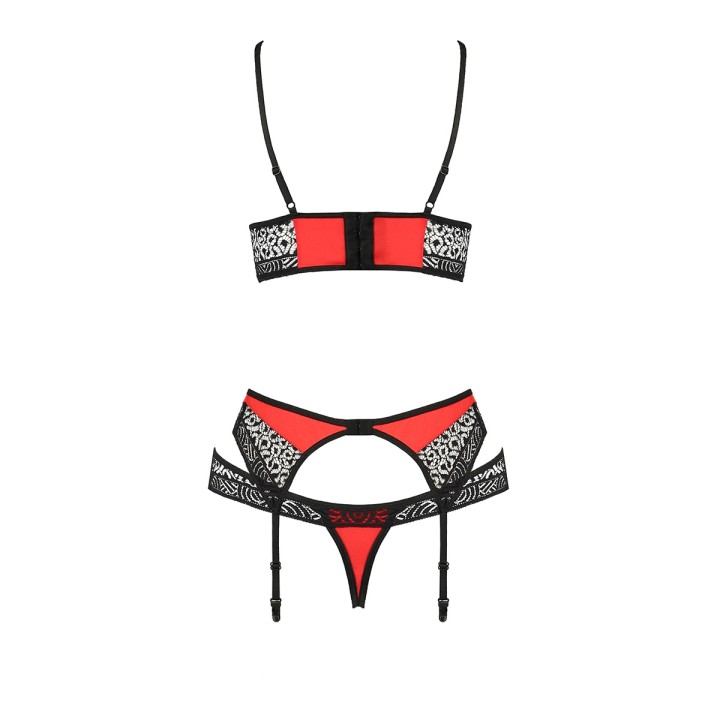 Ensemble à jarretelles Scarlet rouge - Passion - Oralove