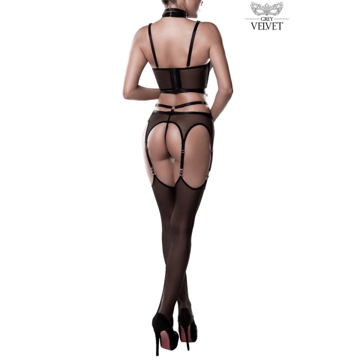 Set sexy fetish harnais et voile - Grey Velvet - Oralove