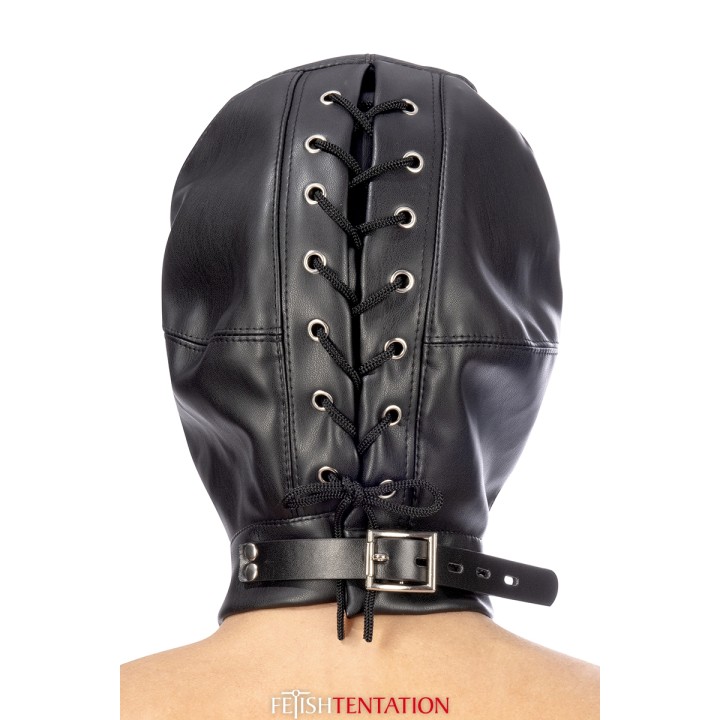 Cagoule BDSM fermée simili cuir - Fetish Tentation - Oralove
