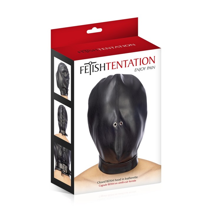 Cagoule BDSM fermée simili cuir - Fetish Tentation - Oralove