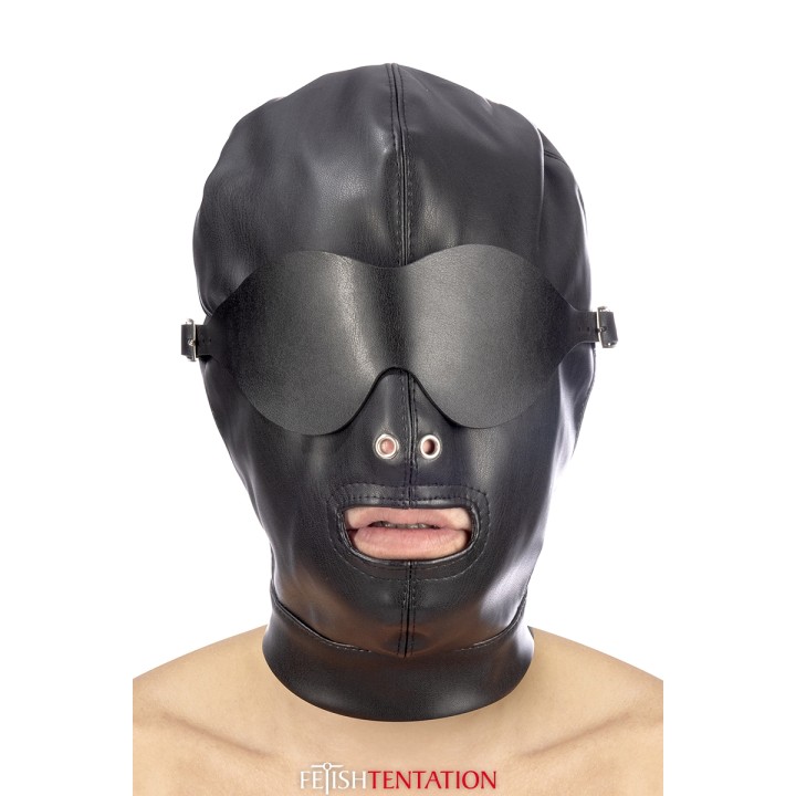 Cagoule simili cuir avec bandeau amovible - Fetish Tentation - Oralove