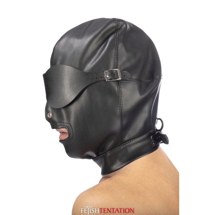 Cagoule simili cuir avec bandeau amovible - Fetish Tentation - Oralove