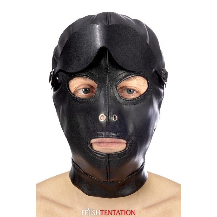 Cagoule simili cuir avec bandeau amovible - Fetish Tentation - Oralove