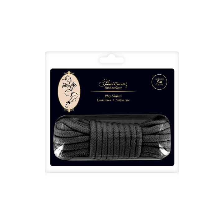 Corde de bondage noire 5m - Sweet Caress - Oralove