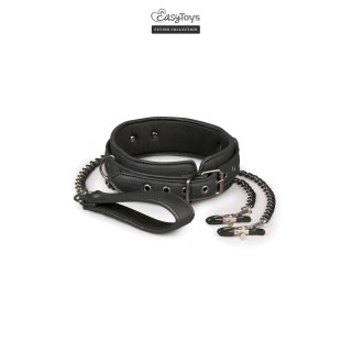 Collier cuir avec chaînes de seins - Easytoys Fetish Collection - Oralove