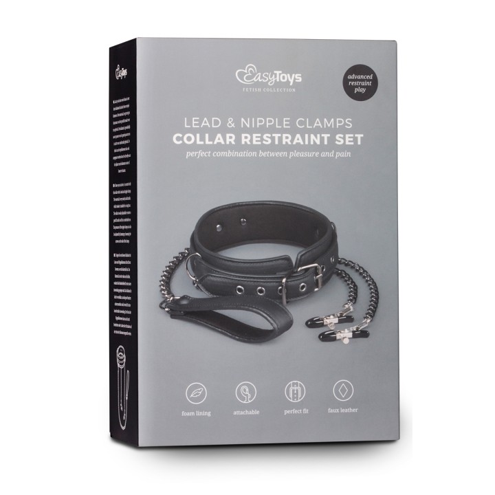 Collier cuir avec chaînes de seins - Easytoys Fetish Collection - Oralove