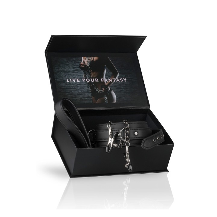 Collier cuir avec chaînes de seins - Easytoys Fetish Collection - Oralove