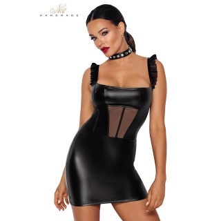 Robe courte wetlook et tulle F257 - Oralove