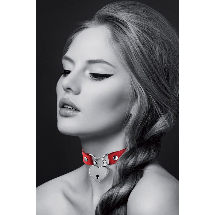 Collier rouge cadenas coeur - Bijoux Pour Toi - Oralove