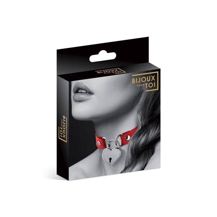 Collier rouge cadenas coeur - Bijoux Pour Toi - Oralove