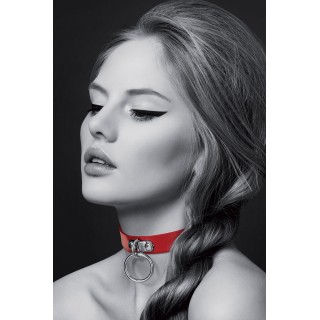 Collier Fetish rouge avec anneau - Bijoux Pour Toi - Oralove