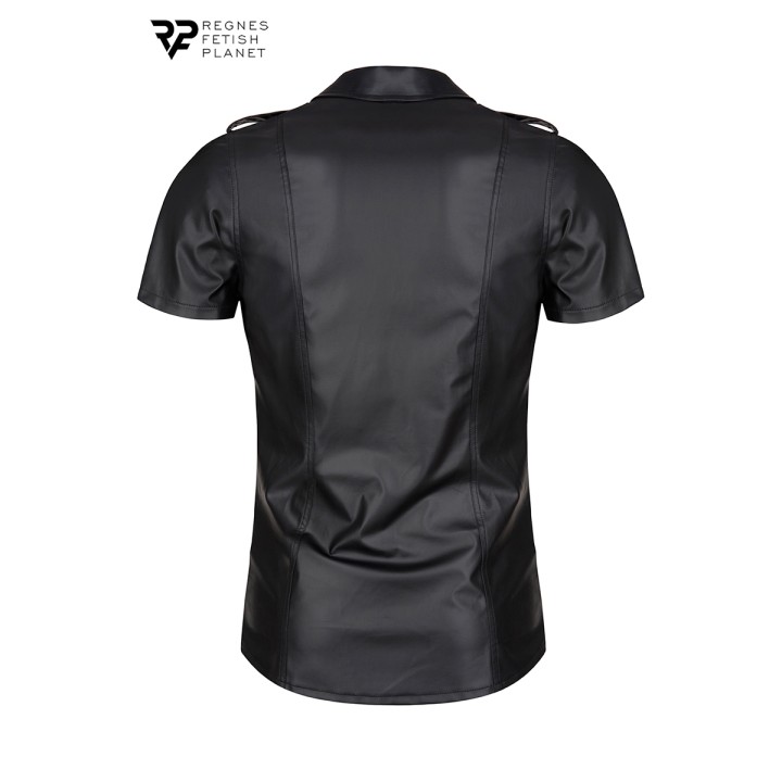 Chemise manches courtes wetlook noire Luca - Regnes - Oralove