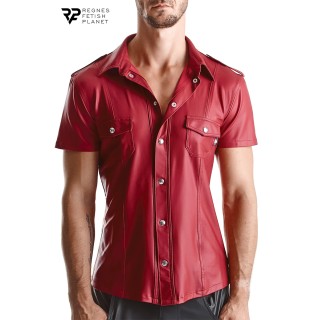 Chemise manches courtes wetlook rouge Carlo - Regnes - Oralove