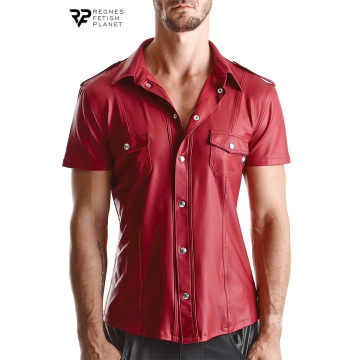 Chemise manches courtes wetlook rouge Carlo - Regnes - Oralove