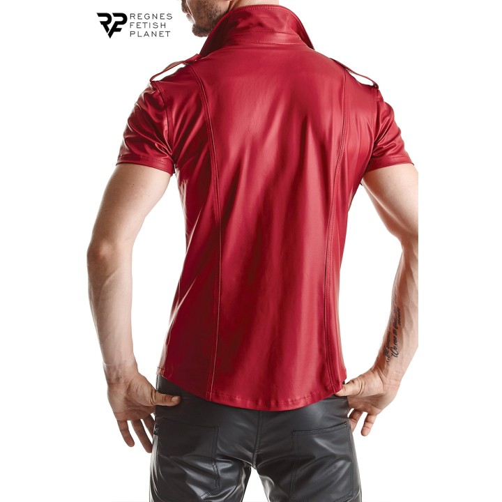 Chemise manches courtes wetlook rouge Carlo - Regnes - Oralove