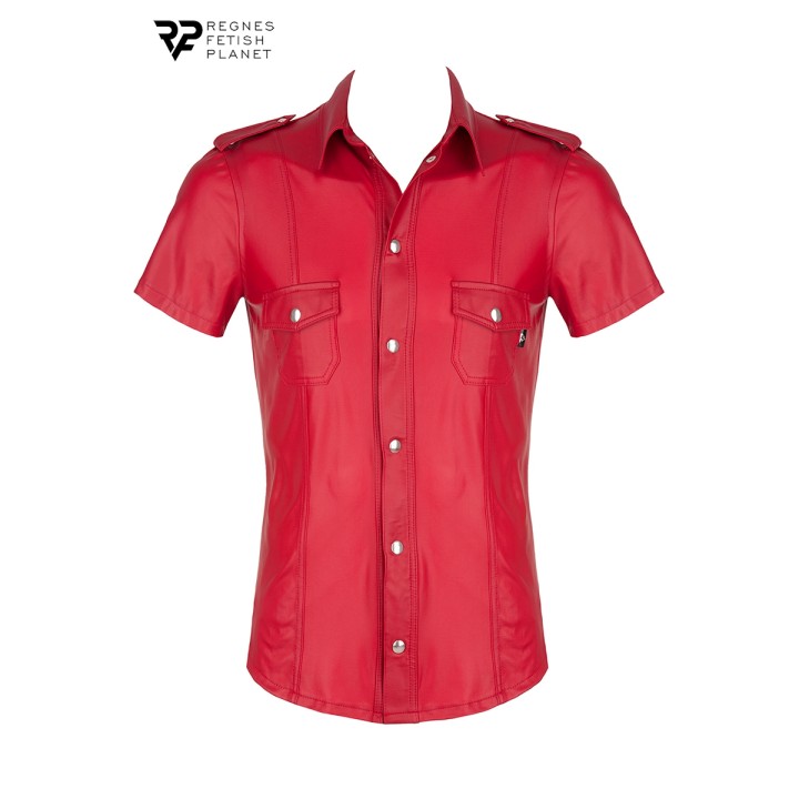 Chemise manches courtes wetlook rouge Carlo - Regnes - Oralove